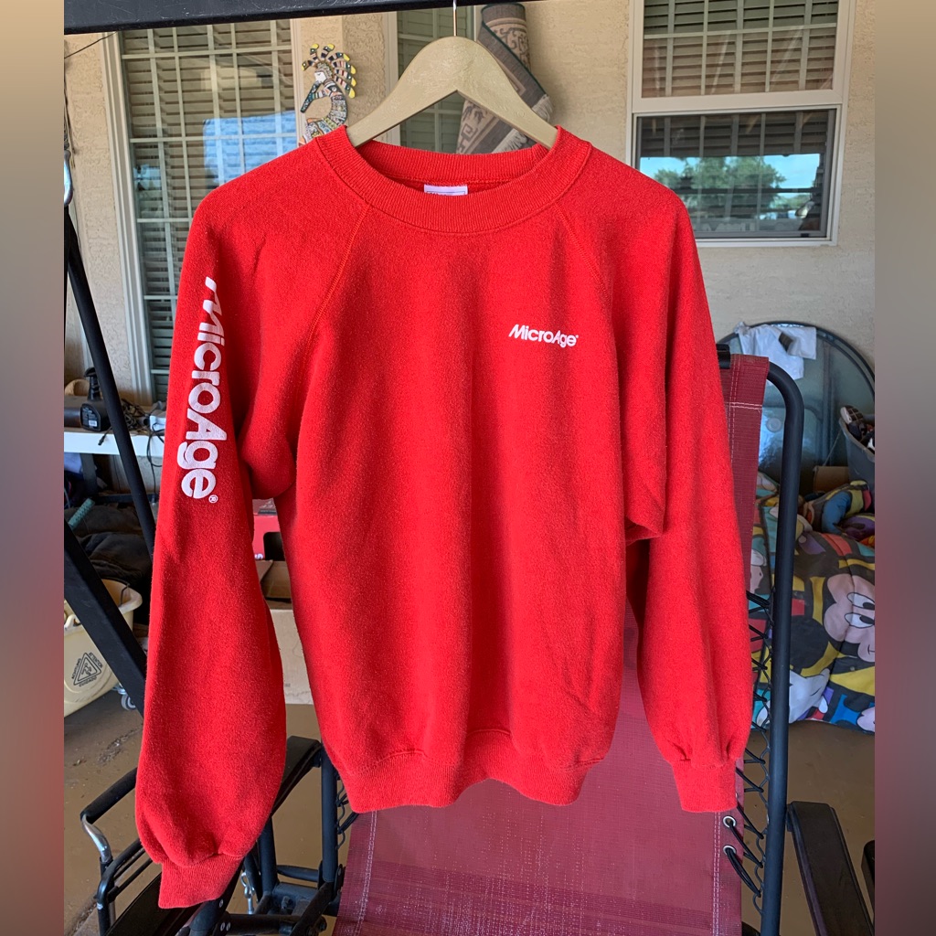 Vintage 90s Sweatshirt Red Promo Basic Script Technology Basic